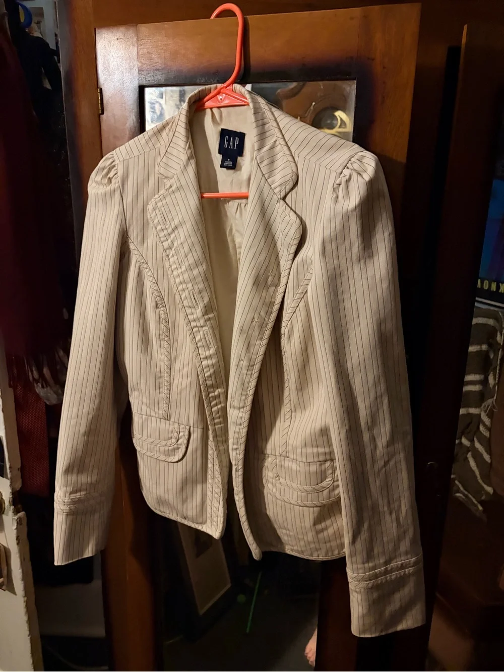 GAP Women's Cream Pinstriped Blazer